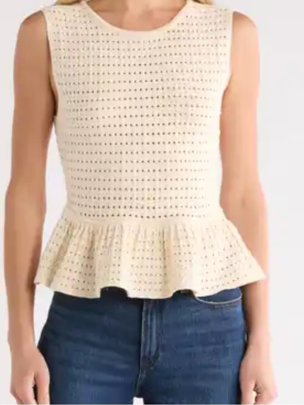 NVLT Cream Eyelet Peplum Top Dress